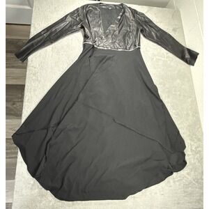 MDNT:45 Women's Maxi Leather Floaty Skirt Yokaze Dress Black Size Large **READ**